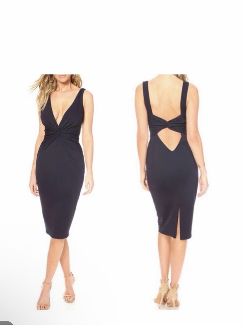 Katie May Navy Dress – NWT – Size M - Twist-Front Sheath Dress